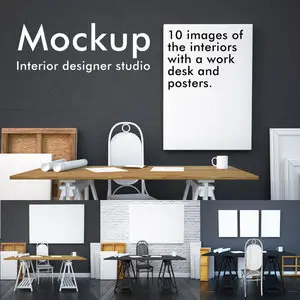 CreativeMarket - Mockup studio interior with posters
