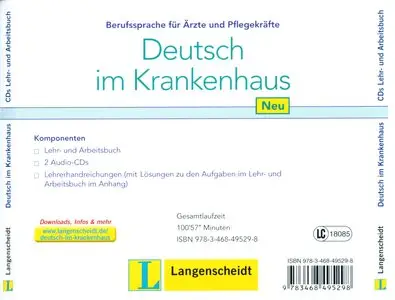 Deutsch im Krankenhaus neu (Lehr- und Arbeitsbuch, Lehrerhandreichungen und 2 Audio-CDs)