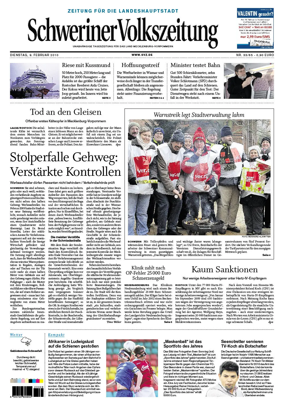 Schweriner Volkszeitung 09.02.2010 (Ausgabe Stadt Schwerin)