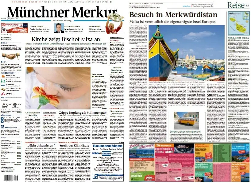 Münchner Merkur Wochenendausgabe vom 8./9. Mai 2010