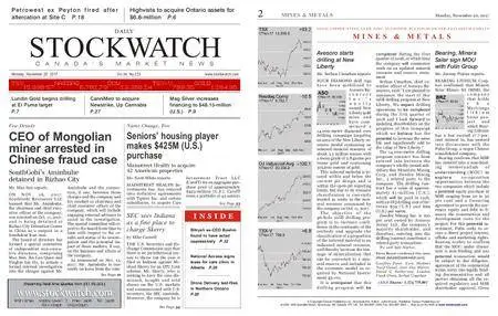 Stockwatch - Canada Daily – November 20, 2017