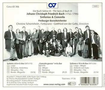 Johann Christoph Friedrich Bach - Freiburger Barockorchester - Concerti (2010)