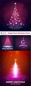 Vectors - Purple Neon Christmas Trees