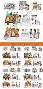People in supermarket vector