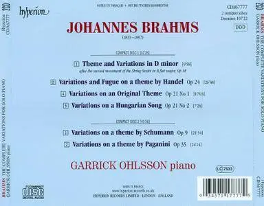 Garrick Ohlsson - Johannes Brahms: The Complete Variations for Solo Piano (2010) 2CDs