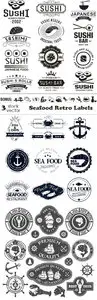 Vectors - Seafood Retro Labels