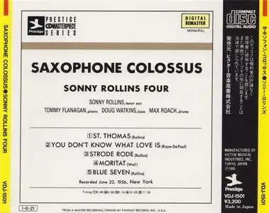 Sonny Rollins - Saxophone Colossus (1956) {Prestige Japan, VDJ-1501, Early Press}