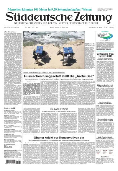 Sueddeutsche Zeitung vom 18.08.2009