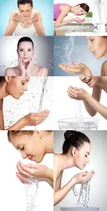 Beautiful woman washing her face