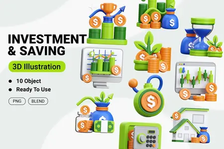 EE - Investment And Saving 3D Icon Illustration LX58RW7