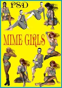 PSD clipart "MIME GIRLS" 