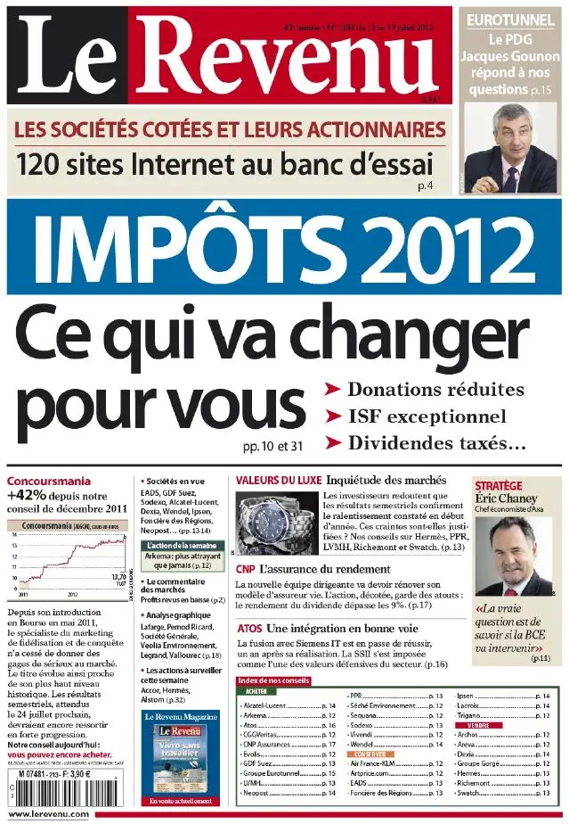 Le Revenu Hebdo Bourse 1183 - 13 au 19 Juillet 2012