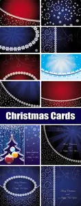 Red & Blue Xmas Cards Vector