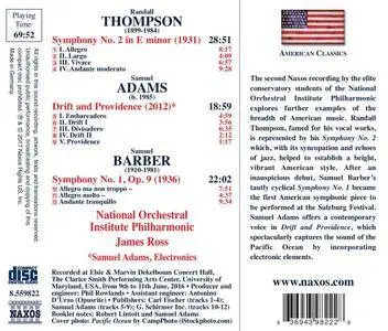 National Orchestral Institute Philharmonic, James Ross - Thompson, Adams, Barber (2017)