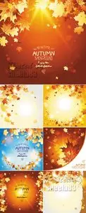 Autumn Backgrounds with Leaves Vector 2