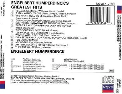 Engelbert Humperdinck ‎- Engelbert Humperdinck's Greatest Hits (1980) [1987, Reissue]