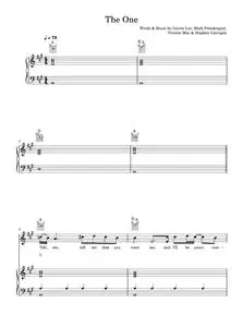 The One - Kodaline (Piano-Vocal-Guitar (Piano Accompaniment))