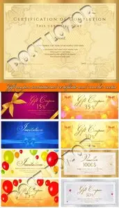 Gift coupon invitational certificate and voucher vector