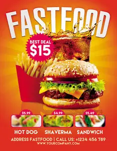 Fastfood - Flyer PSD Template plus Facebook Cover