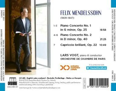 Lars Vogt, Orchestre de Chambre de Paris - Mendelssohn: Piano Concertos; Capriccio brillant (2022)