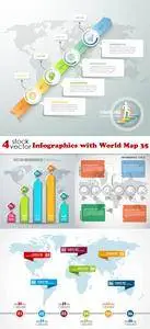Vectors - Infographics with World Map 35