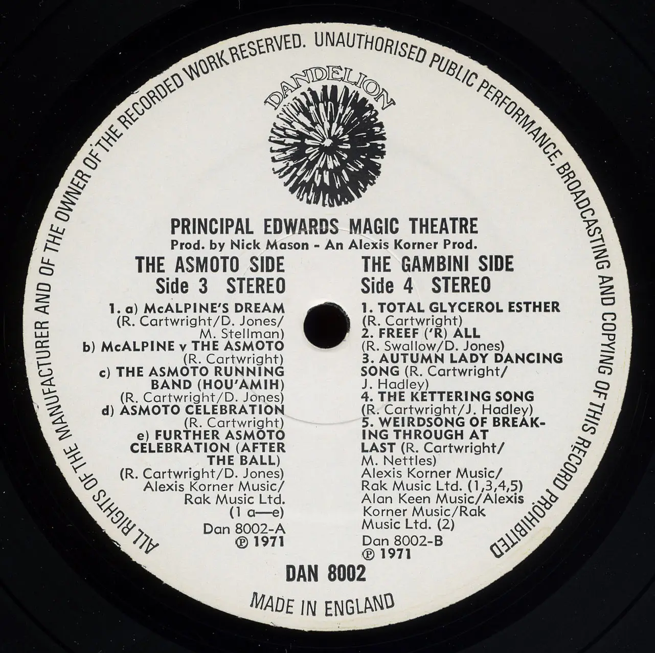 Principal Edwards Magic Theatre - The Asmoto Running Band (Dandelion 1971) 24-bit/96kHz Vinyl Rip