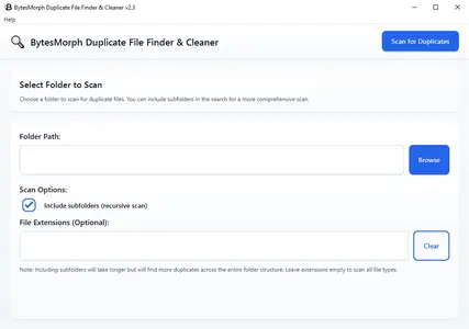 BytesMorph Duplicate File Finder & Cleaner 2.3