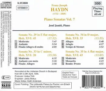 Jenö Jandó - Joseph Haydn: Piano Sonatas, Vol.7: Nos. 29 & 33-35 (1998)