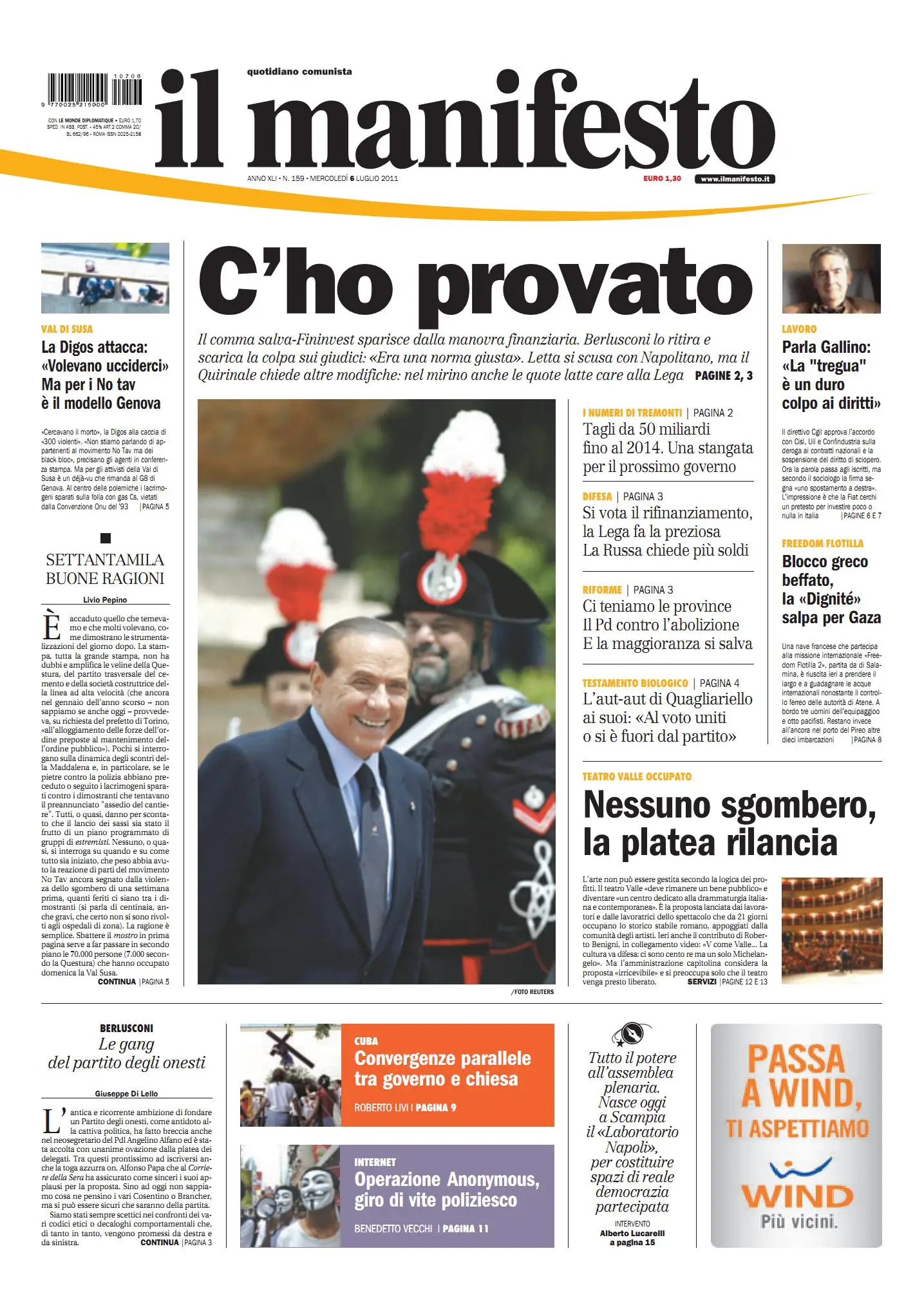IL MANIFESTO 06 LUGLIO 2011