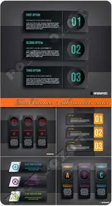 Dark banners with numbers vector