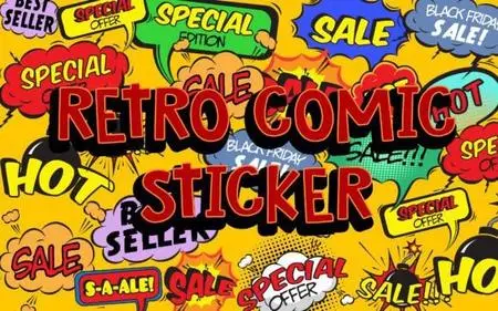 Retro Comic Stickers Vector Pack