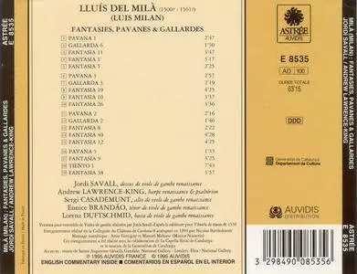 Jordi Savall & Andrew Lawrence-King - Lluis del Mila (1500? - 1561?) - Fantasies, Pavanes & Gallardes  (1995) {Astree E 8535}