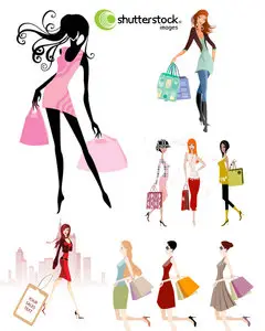 Shutterstock - Vector shopping girl