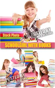 Schoolgirl with books - UHQ Stock Photo