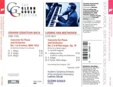 Glenn Gould Live in Leningrad 1957 - Bach: Piano Concerto BWV 1052; Beethoven: Piano Concerto Op.19 (1993)