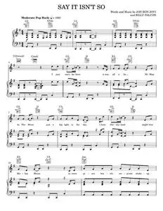 Say It Isn't So - Bon Jovi, Rock Of Ages Musical (Piano-Vocal-Guitar)