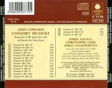 Jordi Savall, Christophe Coin, Sergi Casademunt - John Coprario: Consort Musicke (1980) CD Reissue 1989