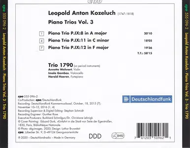 Trio 1790 - Leopold Kozeluch: Piano Trios, Vol. 3 (2020)