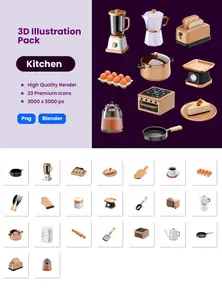 EE - Kitchen Cooking 3D Illustration Icons LCLCKKR