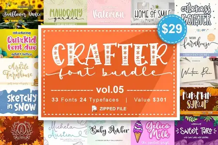 Crafter Font Bundle Vol.5 - 33 Premium Fonts