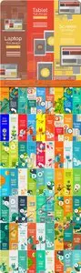 Vertical banner flat design concepts vector