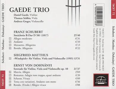 Gaede Trio - Schubert / Matthus / Dohnányi (1998, Tacet # TACET 72) [RE-UP]