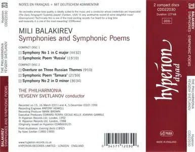 Evgeny Svetlanov, Philharmonia Orchestra - Mili Balakirev: Symphonies Nos.1 & 2; Symphonic Poems (1998)
