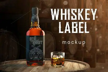 CreativeMarket - Whiskey Bottle Label Mockup