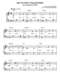 My Funny Valentine - Babes In Arms Musical, Rodgers & Hart (Easy Piano)