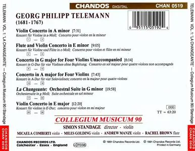 Simon Standage, Collegium Musicum 90 - Georg Philipp Telemann: La Changeante, Vol.1 (1991)