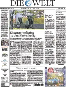 Die Welt vom 10 April 2013