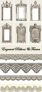 Engraved Frames & Ribbons Vector