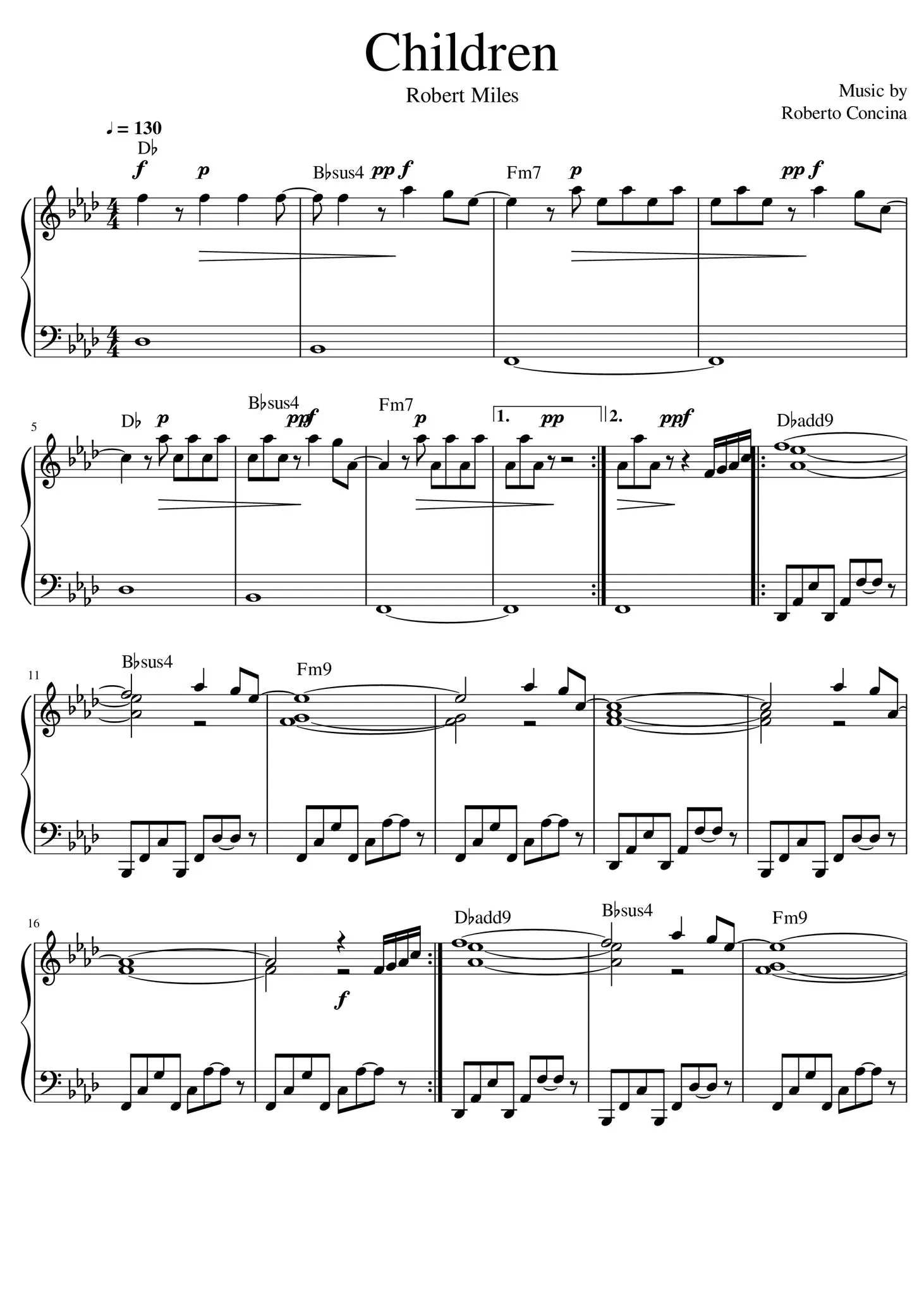 Robert Miles Sheet music for Piano (Solo) Easy