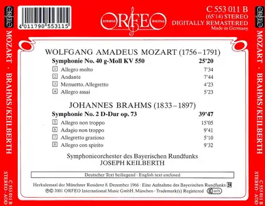 Joseph Keilberth, Symphonieorchester des Bayerischen Rundfunks - Mozart: Symphonie No.40; Brahms: Symphonie No.2 (2001)